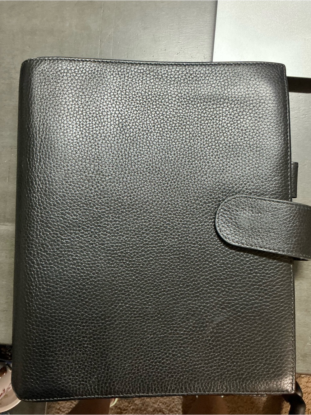 Professional Black Leather Planner Folio with Snap Closure